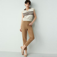 三彩复古风高腰牛仔裤 L 咖啡