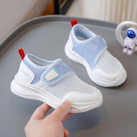 芭芭鸭儿童运动鞋网面小白鞋2025夏季男女童鞋子透气包头凉鞋 35987蓝色 33码