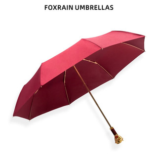 雨狐（FOXRAIN） foxrain复古英式雨伞女折叠玫瑰花贵族伞高级感防晒两用高端 三折玫瑰尊贵版馥郁红-中棒刻字