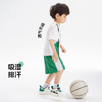 WALNUT DUCK小黄鸭假两件儿童套装2025夏季男女中小童学院风运动篮球套装 蓝色 100