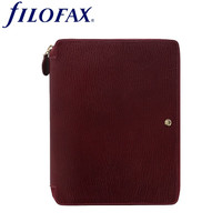 FILOFAX 斐来仕 笔记本高档活页手账记事本简约商务会议记录真牛皮拉链包款英国进口礼盒装1921系列A5酒红色840027