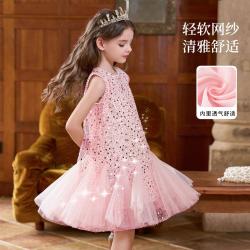 迪士尼 儿童裙子女童宝宝公主裙2025夏季中大童网纱连衣裙