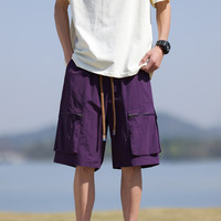 俞兆林运动裤短裤男裤子夏季多口袋工装裤休闲中裤大码短裤五分裤男 深紫 8XL (230-250斤)