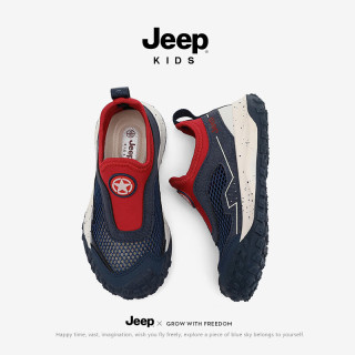 JEEP KIDS 2025夏季单网运动鞋户外运动鞋 深蓝红 28