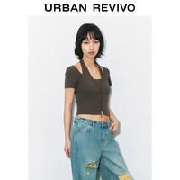 URBAN REVIVO 假两件 女士短袖T恤