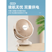 艾美特(AIRMATE)夹式小风扇小型宿舍床上usb可充电夹扇迷你便携式手持随身超静音婴儿车办公室桌面桌上车载电 森林绿【直插2档5叶加大风力款】 0mAh