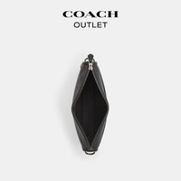 蔻驰(COACH)奥莱男士经典标志老花HERITAGE多功能斜挎包 QB/炭黑色/黑色