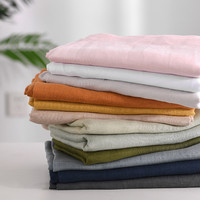 喜屋家居 枕芯保护套 100%全亚麻枕套 50cm*75cm 深蓝色