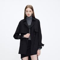 7 for all mankind 春季高级时尚百搭外套翻领双排扣气质宽松可调节女士风衣外套