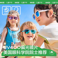 kocotreekk树儿童太阳镜大框渐变男童宝宝墨镜防紫外线女童时尚防晒 里维浅蓝-圆框