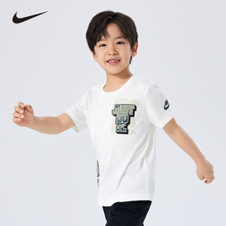 NIKE 耐克童装男女童短袖T恤2025夏季舒适儿童针织休闲运动短T上衣 棉花糖 120 /60 (6)