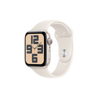 苹果 Apple Watch SE 2024款智能手表44毫米星光色铝金属表壳星光色运动型表带M/LMXFF3CH/B