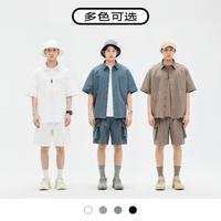 夏季GXG男装多色可选中阔潮流字母印花时尚百搭男士短袖衬衫
