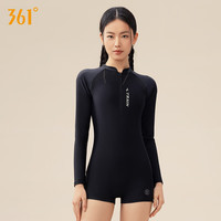 361°361°泳衣女士连体长袖平角游泳衣保守大码泳装 经典黑 2XL （体重60kg-65kg）