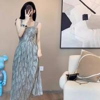法式时尚高级感优雅淑女长裙小众无袖收腰连衣裙