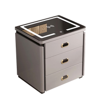 虎牌保险柜床头柜家用指纹密码保险箱多功能抽屉式收纳柜全钢防盗保密柜 北尚系列 简约浅灰