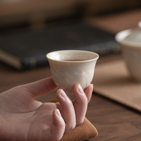 只此宋瓷 仿宋定窑定瓷刻花荷叶单杯家用办公室茶具品茗杯茶杯