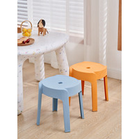 宜家【直销】圆凳可叠放矮凳时尚小板凳大人椅子塑 灰色【加厚版】45CM高 承重600斤