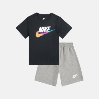耐克（NIKE）男女童幼童T恤和短裤套装夏季经典轻便舒适II6486 010黑 120 M