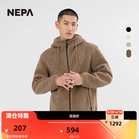 NEPA耐葩秋冬FLEECE面料抓绒衣男士连帽型夹克外套7H76146 244卡其米色 180/96A