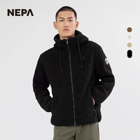 NEPA耐葩秋冬FLEECE面料抓绒衣男士连帽型夹克外套7H76146 199黑色 170/88A