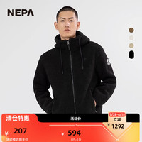 NEPA耐葩秋冬FLEECE面料抓绒衣男士连帽型夹克外套7H76146 199黑色 180/96A