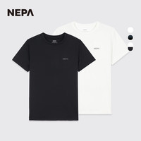 NEPA 耐葩25年春夏运动T恤男女共同款圆领1+1短袖2件装T恤7LG5360 黑色（黑色+米白）C01 L 180/96A（105）