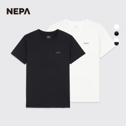 NEPA 耐葩25年春夏运动T恤男女共同款圆领1+1短袖2件装T恤7LG5360 黑色（黑色+米白）C01 L 180/96A（105）