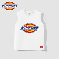 DICKIESDickies童装男童背心夏季儿童纯棉透气夏装小童白色宽松百搭上衣 白/DK红蓝标小 110 【体重30-37斤】