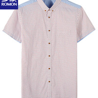 罗蒙(ROMON))短袖衬衫男新款衬衣中青年男士商务休闲抗皱衬衣