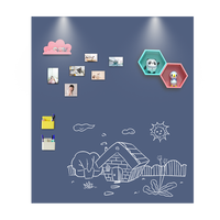 飞博士黛灰色120*180cm双层磁性黑板墙贴儿童创意涂鸦墙环保可擦写无尘家用自粘墙上学生磁力黑板