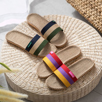 利达妮（TZLDN）亚麻拖鞋男防滑夏季居家用软底男士半拖鞋 咖啡色 44-45