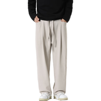 猫人（MiiOW）休闲裤男夏季直筒垂感显瘦小西裤凉感亚麻透气裤子男 米白