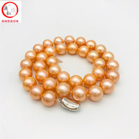 滴水成珠南珠世家正圆形淡水珍珠项链璨优雅优质珍珠套装母亲节 12-13mm粉色珍珠