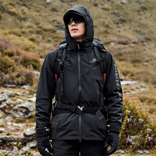拓路者（Pioneer Camp）户外硬壳冲锋衣男女登山服防风防水外套秋冬季 黑色 S 