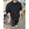举风美式正肩boxy黑色短袖男款夏季解构拼接小领口t恤高级感痞帅半袖 白色 XL