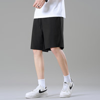 顶峰保罗（Dingfengbaoluo）冰丝休闲短裤男夏季纯色宽松透气运动速干沙滩裤子HYJ02黑色L
