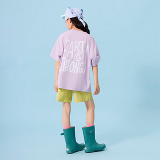 GXG KIDS童装夏装25儿童T恤洋气中大童时尚宽松休闲短袖上衣 浅紫色 120