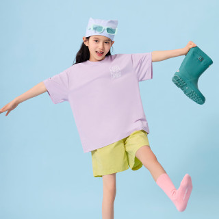 GXG KIDS童装夏装25儿童T恤洋气中大童时尚宽松休闲短袖上衣 浅紫色 120