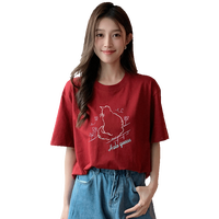 Halo Queen 美式甜酷猫咪印花 女士短袖T恤