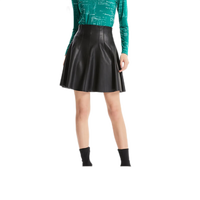 VEROMODA半身裙春夏高腰A摆pu褶皱简约百搭雅丹风皮裙323416008 S59