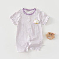 艾咪艾咪婴儿衣服夏装薄款短袖哈衣a类纯棉无骨居家外出服新生宝宝连体衣 条纹恐龙 90cm