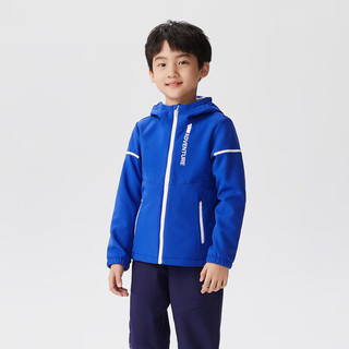 TOREAD kids探路者儿童外套男女童春秋款保暖防风透气连帽软壳外套 数码蓝 130