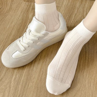 Caramella卡拉美拉夏季薄款女袜网眼棉袜纯色百搭舒适透气袜子芭蕾风休闲袜 5色5双