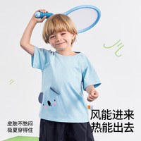 贝肽斯儿童短袖T恤2025年新款夏季男女童圆领纯棉宝宝腰花卡通衣服