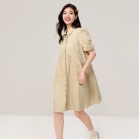 迷你巴拉 MINI BALA 【mini亲子】母女装连衣裙夏宝宝时尚泡泡袖儿童裙子 浅驼50009 165