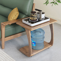 悠梵白蜡木实木边几可移动沙发角几带轮子儿童小书桌床边桌阳台休闲桌 胡桃色【白蜡木全实木-带轮子】