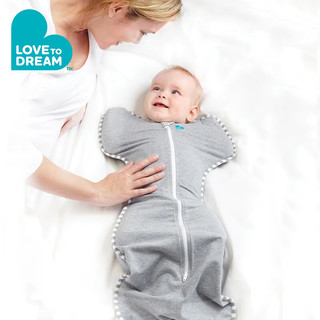 LOVE TO dream澳洲品牌新生婴儿防惊跳睡袋四季通用襁褓式睡袋儿童投降式防踢被 经典款灰色（四季通用） M码：8-15斤（约3-6个月）