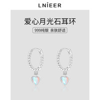 999纯银爱心月光石耳扣女简约小众耳环2025洗睡免摘耳饰