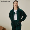 曼德诗 MARVALAS 绿色棒球领夹克女2025春秋新款衣服飞行服字母运动短款外套